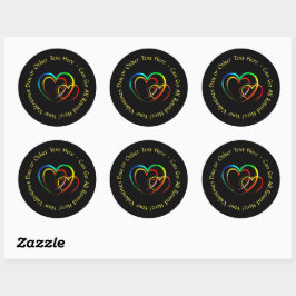 Tekstbericht Namen Toevoegen - Harten op Zwart Ronde Sticker
