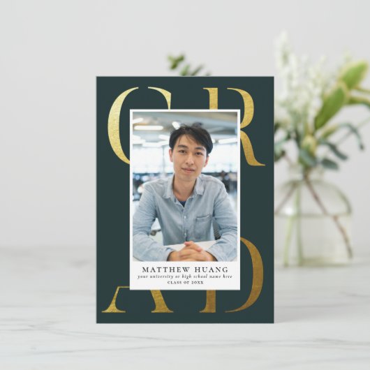 Tekstboek | Aankondiging van Afstuderen voor goudp (Staand voorkant)