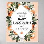 Tekstbord voor babyfeest met succulenten Little Cu Poster (Voorkant)