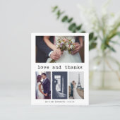 Tekstbudget schrijfmachine bruiloft 4 Foto bedankt (Staand voorkant)