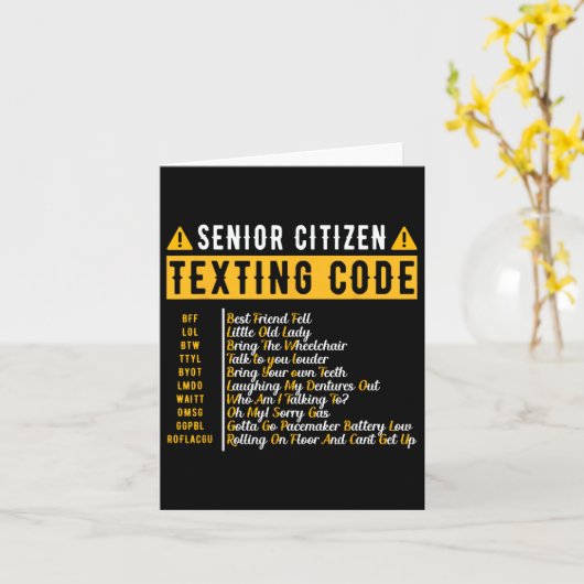 Tekstcode voor senioren Burger Vintage Opa Cadeau Kaart (Gele Bloem)