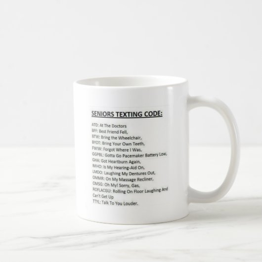 Tekstcode voor senioren koffiemok (Rechts)