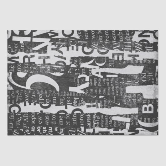 TekstCollage Kunstdeklaag of weefselpapier Tissuepapier (Voorkant)