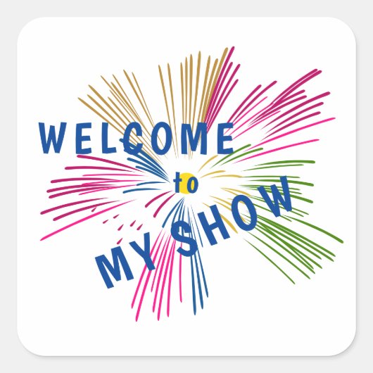 Teksten over vuurwerk vierkante sticker (Voorkant)