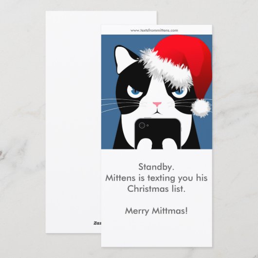 Teksten van Mittens Kerstkaart (Voorkant / Achterkant)