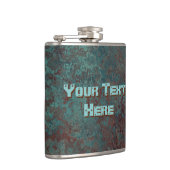 Tekstflesje van corrosie "Koper", vinylomwikkeld Heupfles (Rechts)