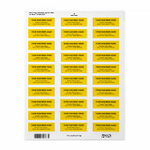 Tekstgebaseerd gele retouradreslabel voor bedrijve etiket (Full Sheet)