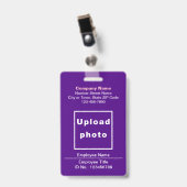 Tekstgebaseerd met werknemersfoto paarse badge (Voorzijde met clip)