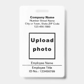 Tekstgebaseerd met witte badge met personeelsfoto (Voorzijde)