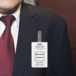 Tekstgebaseerd met witte badge met personeelsfoto