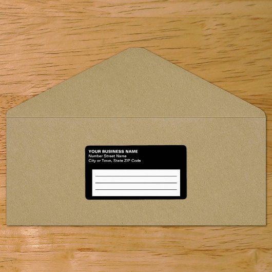 Tekstgebaseerd zwart zakelijk verzendlabel
