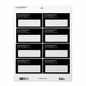 Tekstgebaseerd zwart zakelijk verzendlabel (Full Sheet)