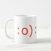 Tekstglimlen (drie stijlen) koffiemok (Links)