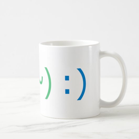 Tekstglimlen (drie stijlen) koffiemok (Rechts)