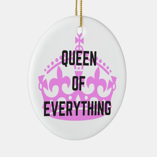 Tekstillustratie koningin van alles keramisch ornament (Rechts)