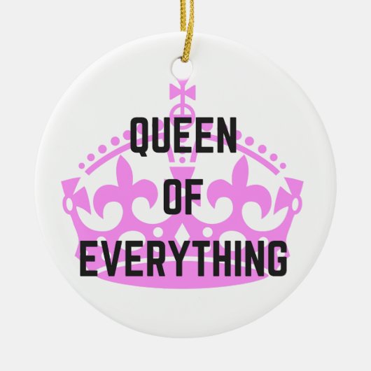 Tekstillustratie koningin van alles keramisch ornament (Voorkant)