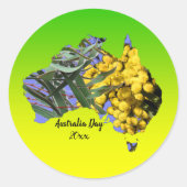 Tekstjaar Australië dag gum lef Wattle bewerken Ronde Sticker (Voorkant)