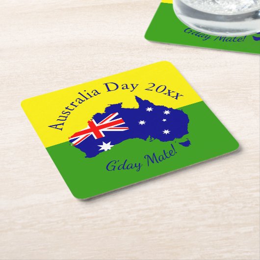 Tekstjaar bewerken Overeenkomend met Australië Dag Kartonnen Onderzetters (Schuin)