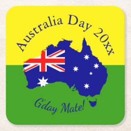 Tekstjaar bewerken Overeenkomend met Australië Dag Kartonnen Onderzetters