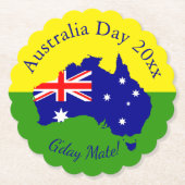 Tekstjaar bewerken Overeenkomend met Australië Dag Kartonnen Onderzetters (Voorkant)