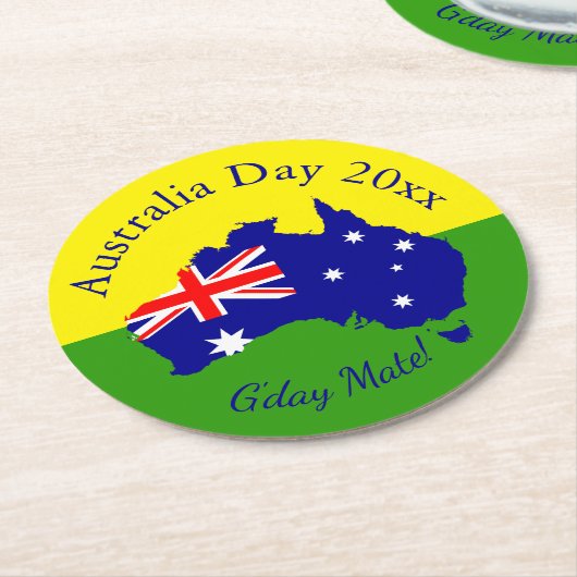 Tekstjaar bewerken Overeenkomend met Australië Day Ronde Kartonnen Onderzetter (Gebogen)