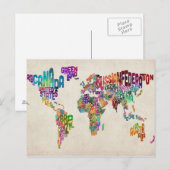 Tekstkaart van de wereld briefkaart (Voorkant / Achterkant)
