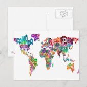 Tekstkaart van de wereld briefkaart (Voorkant / Achterkant)