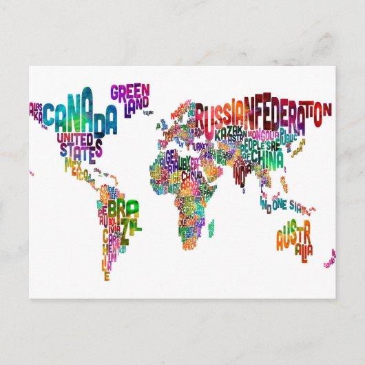 Tekstkaart van de wereld briefkaart (Voorkant)