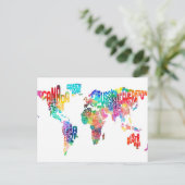 Tekstkaart van de wereld briefkaart (Staand voorkant)