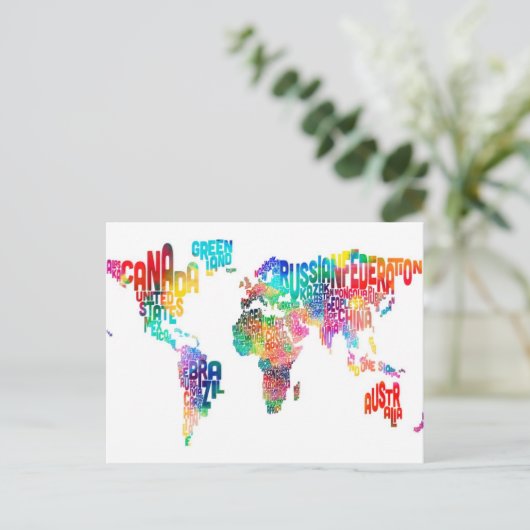 Tekstkaart van de wereld briefkaart (Staand voorkant)