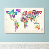 Tekstkaart van de wereld canvas afdruk (Insitu (Houten vloer))