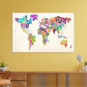 Tekstkaart van de wereld canvas afdruk (Insitu (Woonkamer))