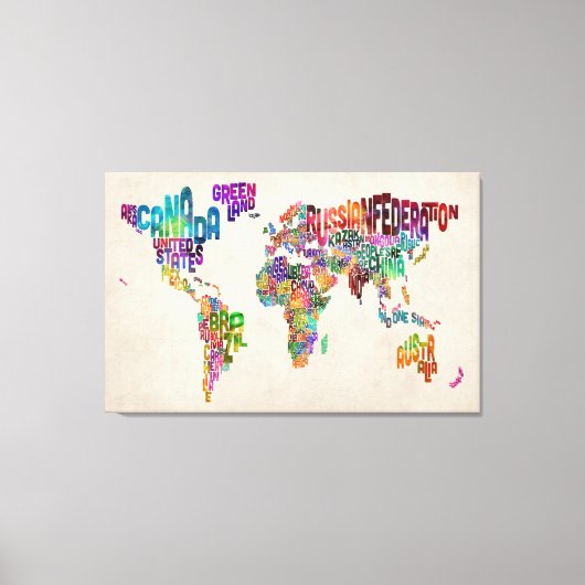Tekstkaart van de wereld canvas afdruk (Voorkant)