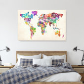 Tekstkaart van de wereld canvas afdruk (Insitu (Slaapkamer))
