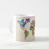 Tekstkaart van de wereld koffiemok (Voorkant links)