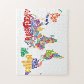 Tekstkaart van de wereld legpuzzel (Verticaal)