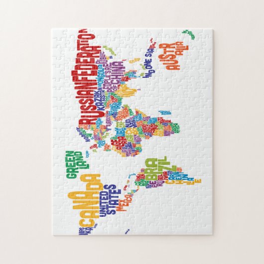 Tekstkaart van de wereld legpuzzel (Verticaal)