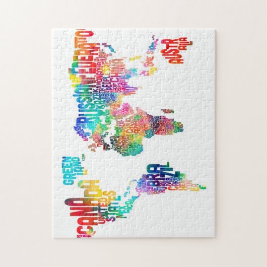 Tekstkaart van de wereld legpuzzel (Verticaal)