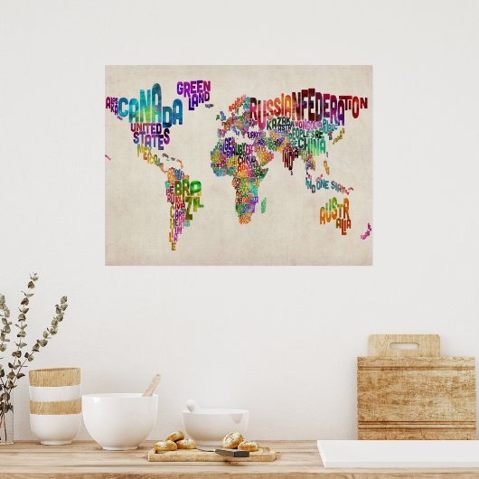 Tekstkaart van de wereld poster (Keuken)