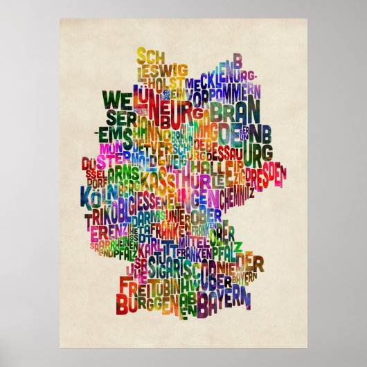 Tekstkaart van Duitsland Poster (Voorkant)
