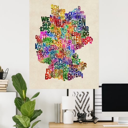 Tekstkaart van Duitsland Poster (Thuiskantoor)