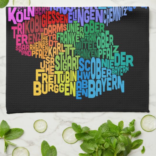 Tekstkaart van Duitsland Theedoek (Gevouwen)