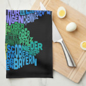 Tekstkaart van Duitsland Theedoek (Quarter Fold)
