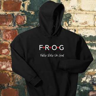 Tekstkikker Vertrouw volledig op God Hoodie