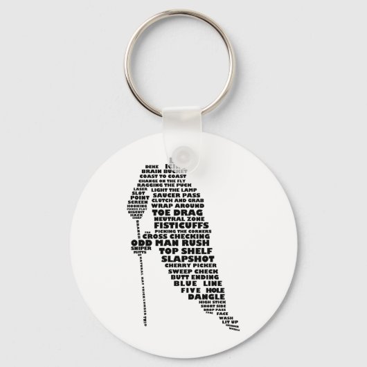 Tekstkunst van ockey Player Sleutelhanger (Voorkant)