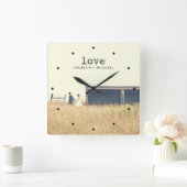 tekstliefde voor schrijfmachines met foto's vierkante klok (Huis)