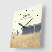 tekstliefde voor schrijfmachines met foto's vierkante klok (Hoek)