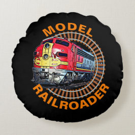 Tekstmodel Railroader Red Yellow Diesel Thr Rond Kussen
