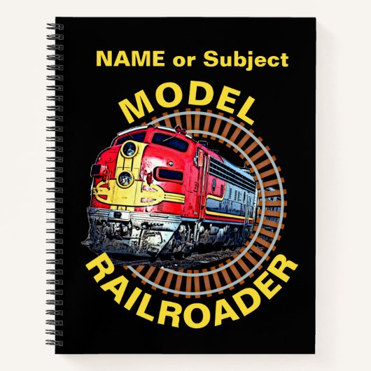 Tekstmodel Railroader Red Yellow Diesel wijzigen Notitieboek (Voorkant)