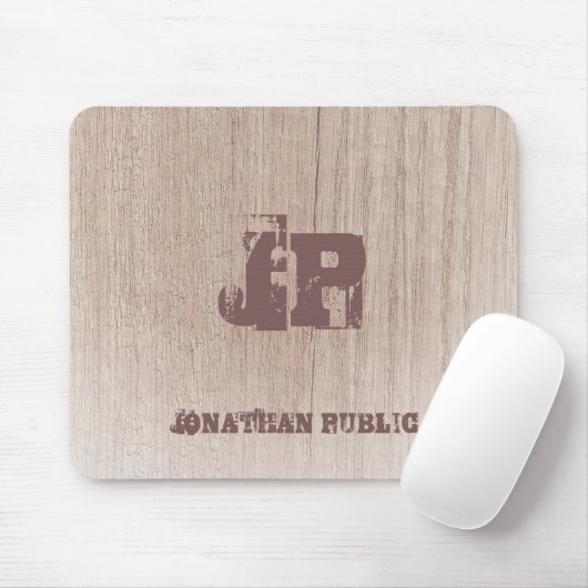 Tekstmonogram hout Kijk Sjabloon Muismat (Met muis)